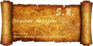 Stecher Meliton névjegykártya